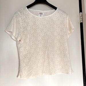 NWOT. Talbots petite stretch cream colored lace top.  Lightweight and pretty.